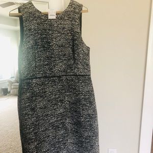 NWT, J. Crew, black and white tweedesque dress
